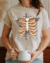 Pumpkin Rib Cage Halloween Unisex Softstyle T-Shirt – Spooky Skeleton Graphic Tee