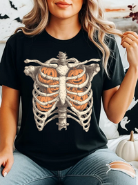 Pumpkin Rib Cage Halloween Unisex Softstyle T-Shirt – Spooky Skeleton Graphic Tee