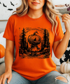 Pumpkin Head Forest Scene Unisex Softstyle T-Shirt – Spooky Halloween Graphic Tee