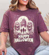 Happy Halloween Haunted House Unisex Softstyle T-Shirt – Spooky Skull Graphic Tee