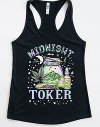 Midnight Toker Tank Top – Boho Stoner Graphic Weed Shirt, Cannabis Racerback