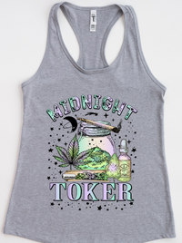 Midnight Toker Tank Top – Boho Stoner Graphic Weed Shirt, Cannabis Racerback