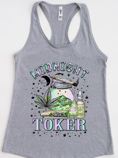 Midnight Toker Tank Top – Boho Stoner Graphic Weed Shirt, Cannabis Racerback