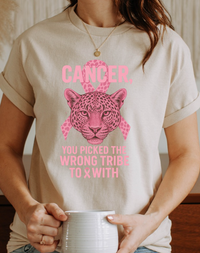 Wrong Tribe Pink Ribbon Leopard Sweatshirt | Breast Cancer Awareness T-shirt