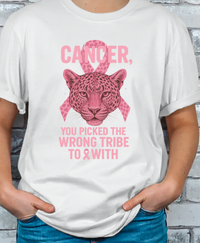 Wrong Tribe Pink Ribbon Leopard Sweatshirt | Breast Cancer Awareness T-shirt