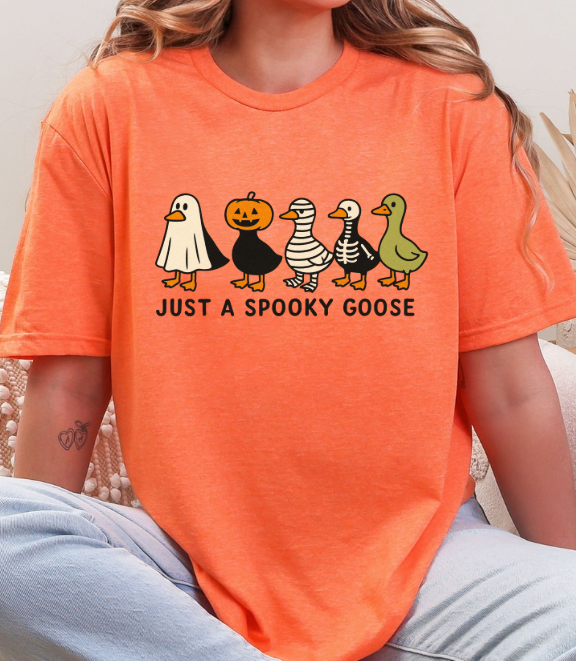 Just a Spooky Goose Halloween Shirt | Funny Goose Graphic Tee | Cute Fall & Spooky Season T-Shirt