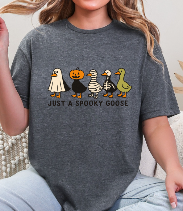 Just a Spooky Goose Halloween Shirt | Funny Goose Graphic Tee | Cute Fall & Spooky Season T-Shirt