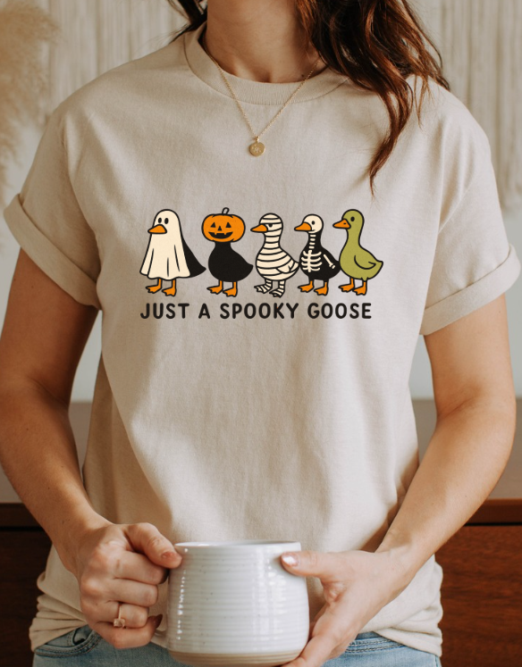 Just a Spooky Goose Halloween Shirt | Funny Goose Graphic Tee | Cute Fall & Spooky Season T-Shirt