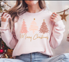 Merry Christmas Pastel Trees Sweatshirt – Cozy Holiday Vibes