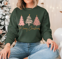 Merry Christmas Pastel Trees Sweatshirt – Cozy Holiday Vibes
