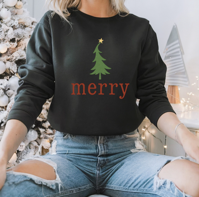 🎄 Merry Christmas Tree Sweatshirt Crewneck Hoodie