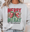 Merry Merry Merry Christmas Sweatshirt | Leopard Print Bow Holiday Sweatshirt
