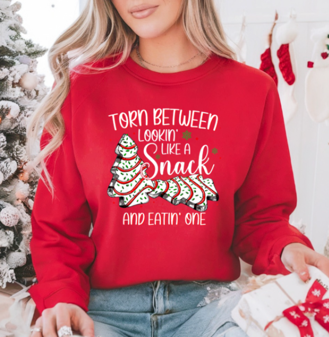 Torn Between Lookin’ Like a Snack and Eatin’ One Christmas Sweatshirt | Funny Holiday Sweatshirt