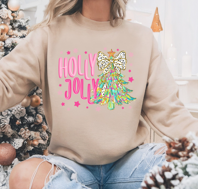 Holly Jolly Christmas Sweatshirt | Bright & Cheerful Retro Holiday Crewneck