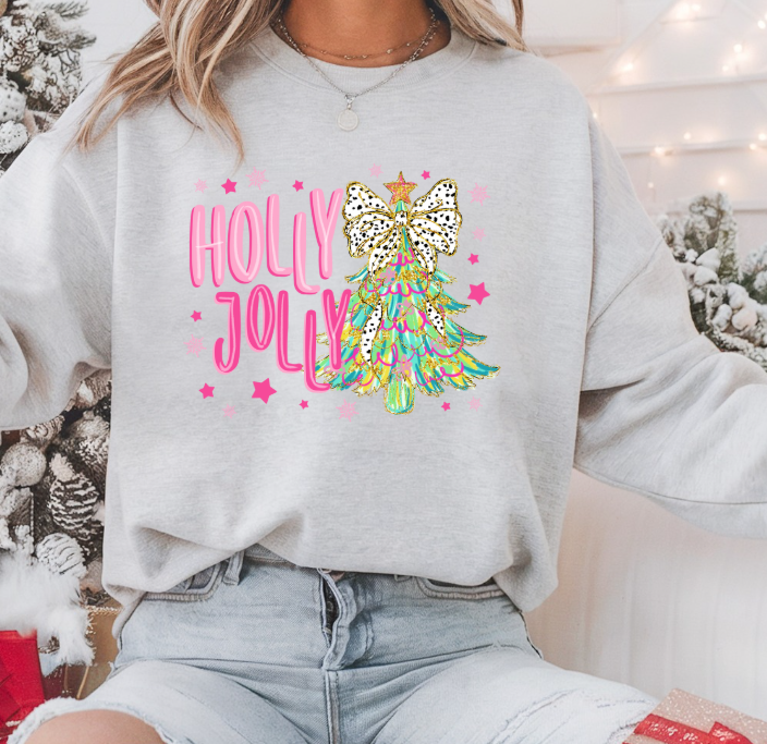 Holly Jolly Christmas Sweatshirt | Bright & Cheerful Retro Holiday Crewneck