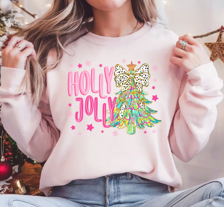 Holly Jolly Christmas Sweatshirt | Bright & Cheerful Retro Holiday Crewneck