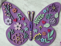 Sit Back & Craft DIY Box presenting a vibrant butterfly craft project adorned with colorful flowers and leaves, ideal for spring crafting.