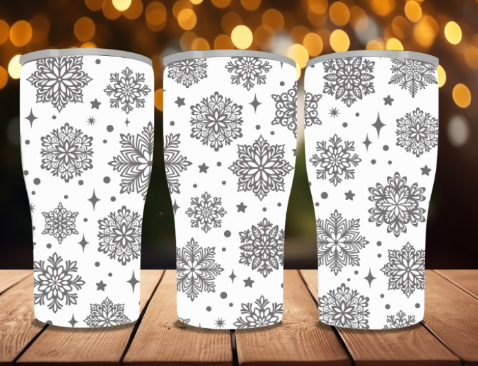 Snowflake Engraved Stainless Steel Travel Mug – Winter Design