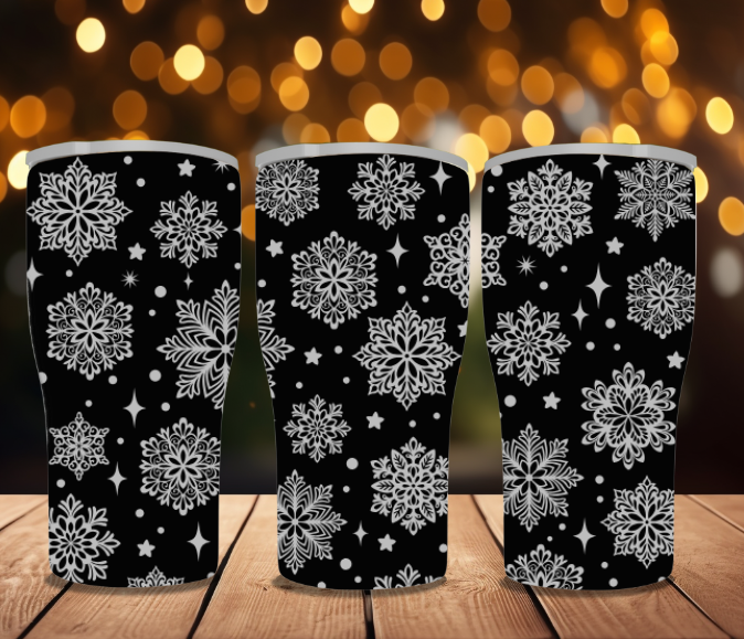 Snowflake Engraved Stainless Steel Travel Mug – Winter Design