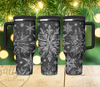 Rustic Snowflake Stainless Steel Engraved Travel Mug – Winter Edition