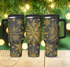Rustic Snowflake Stainless Steel Engraved Travel Mug – Winter Edition