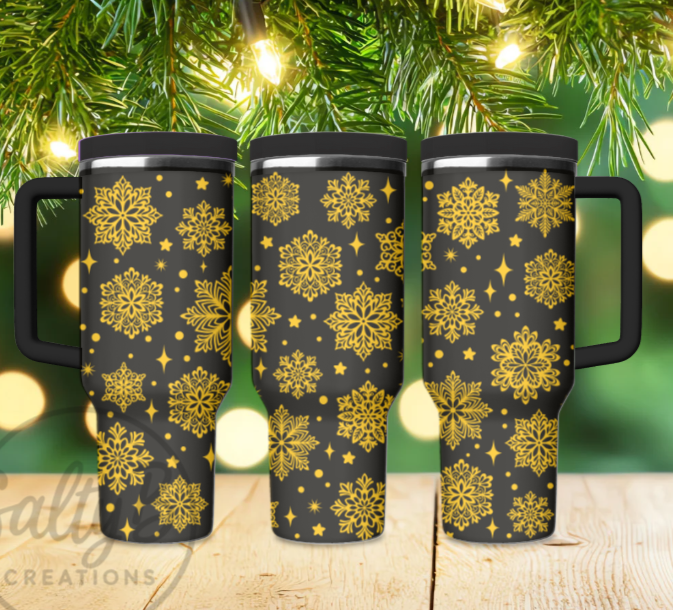 Snowflake Engraved Stainless Steel Travel Mug – Winter Design
