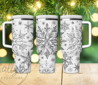 Rustic Snowflake Stainless Steel Engraved Travel Mug – Winter Edition