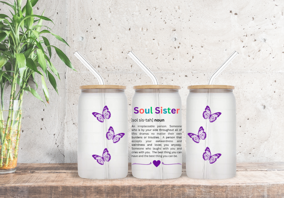 Soul Sister 16 oz Frosted Glass