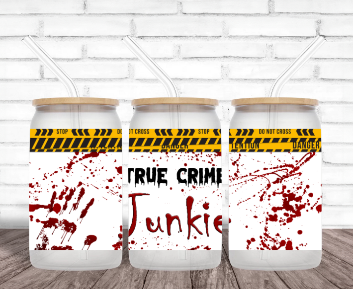 True Crime Junkie - 16oz Matte Glass Tumbler