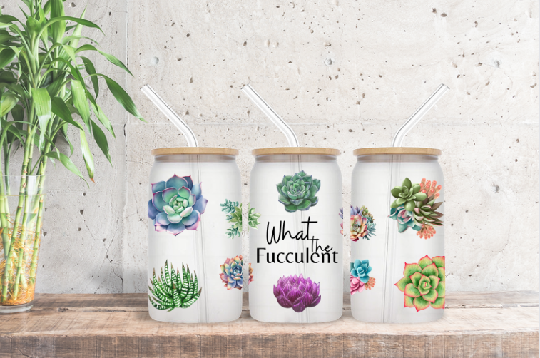 What the Fucculent - 16 oz Frosted Glass