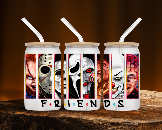 Halloween FRIENDS - 16 oz Matte Glass Tumbler