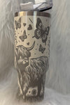 Highland Cow and Sunflowers 40 oz Laser Engraved Tumbler