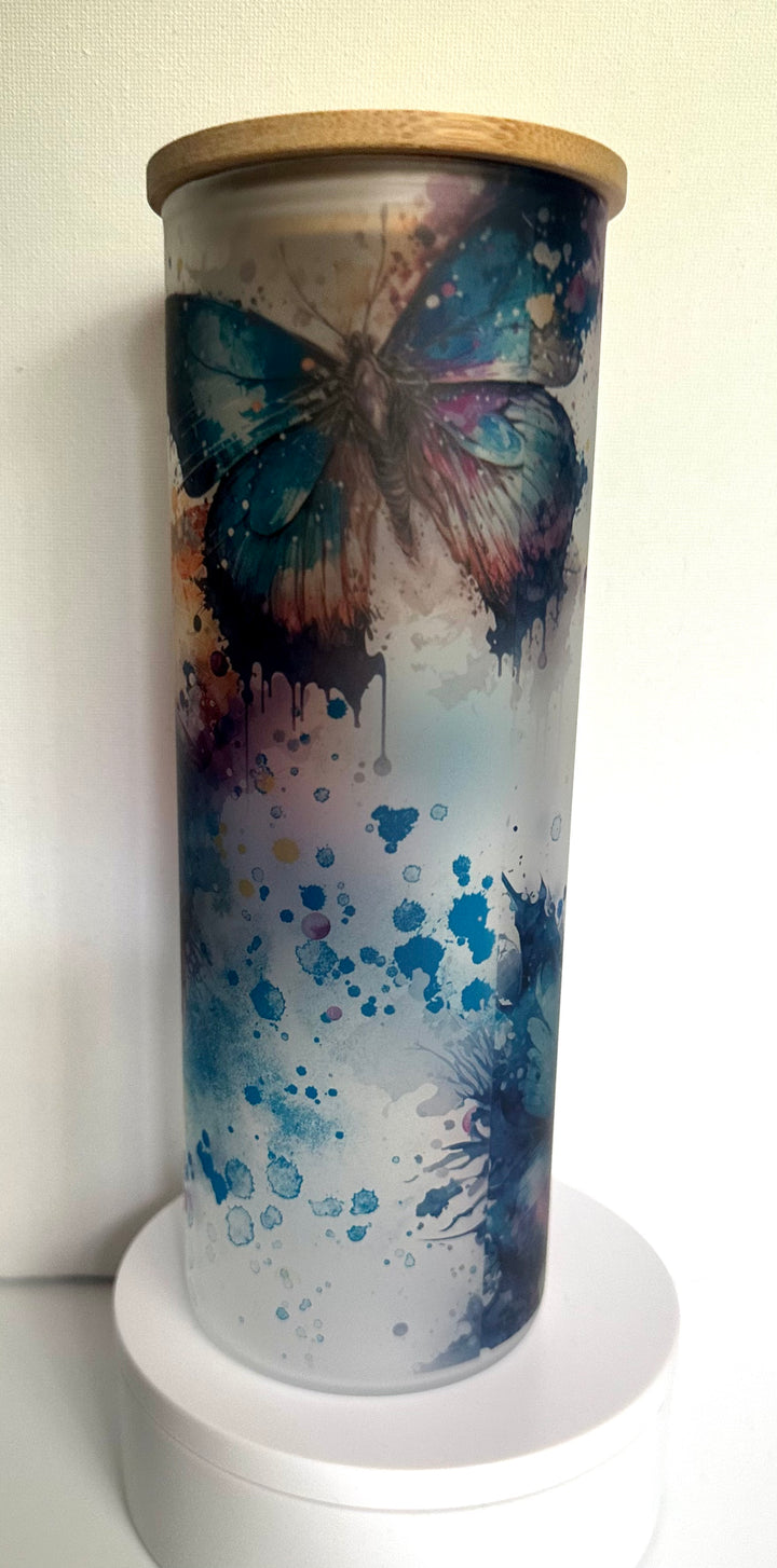 Watercolor butterfly on glass