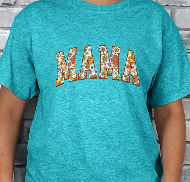 Retro Mama Floral Print T-shirt