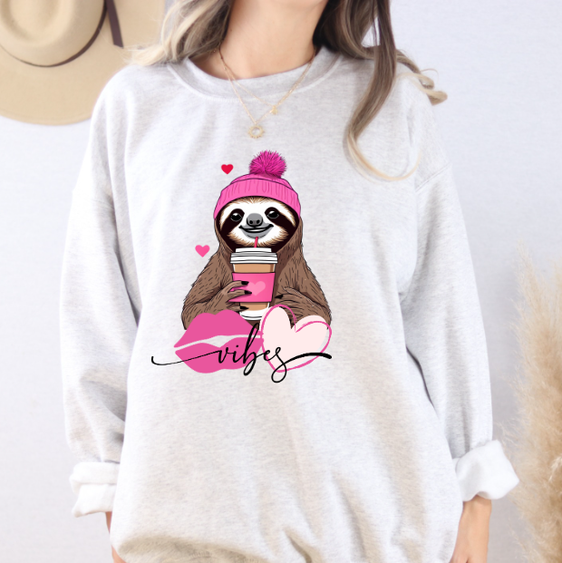 Valentine Sloth Vibes Sweatshirt