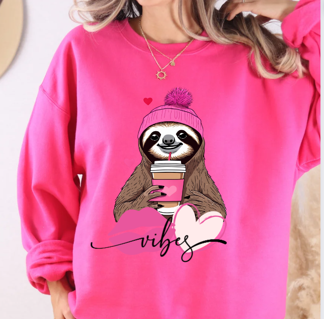 Valentine Sloth Vibes Sweatshirt