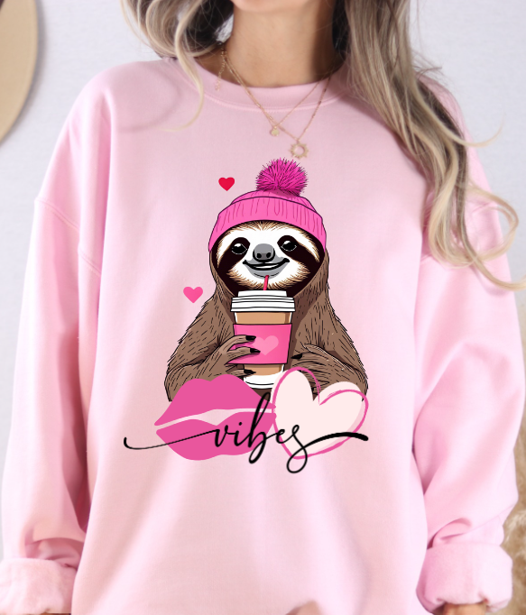 Valentine Sloth Vibes Sweatshirt