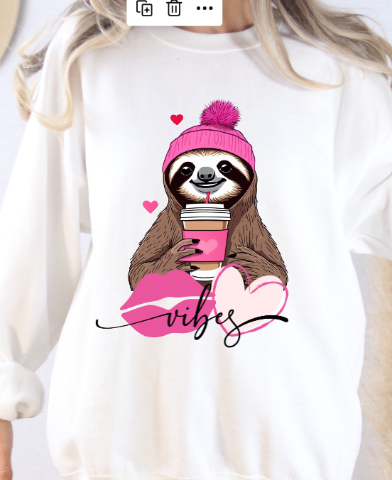 Valentine Sloth Vibes Sweatshirt