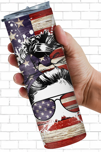 Patriotic Messy Bun Tumbler