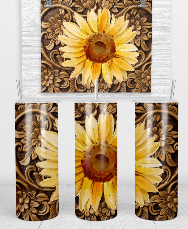 Sunflower over wood