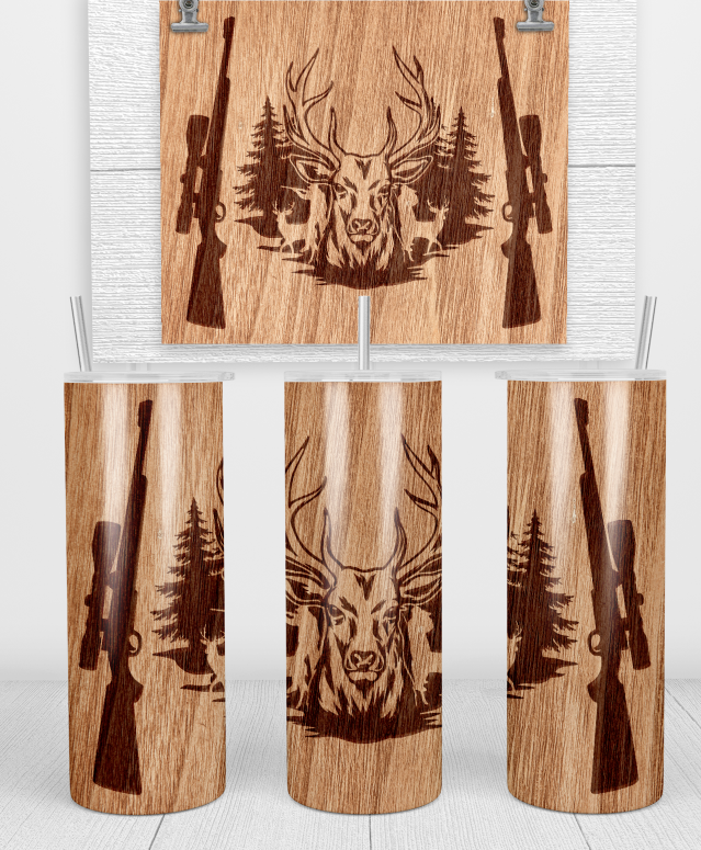 Wood Grain Sublimation Tumbler - Insulated 15 oz, 20 oz, 30 oz With Lid & Straw